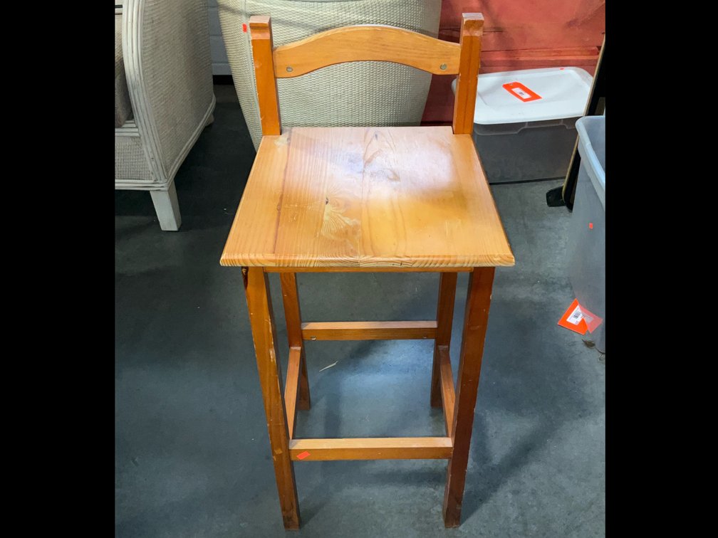 Wooden chair with very small back 13 x 12 x 30