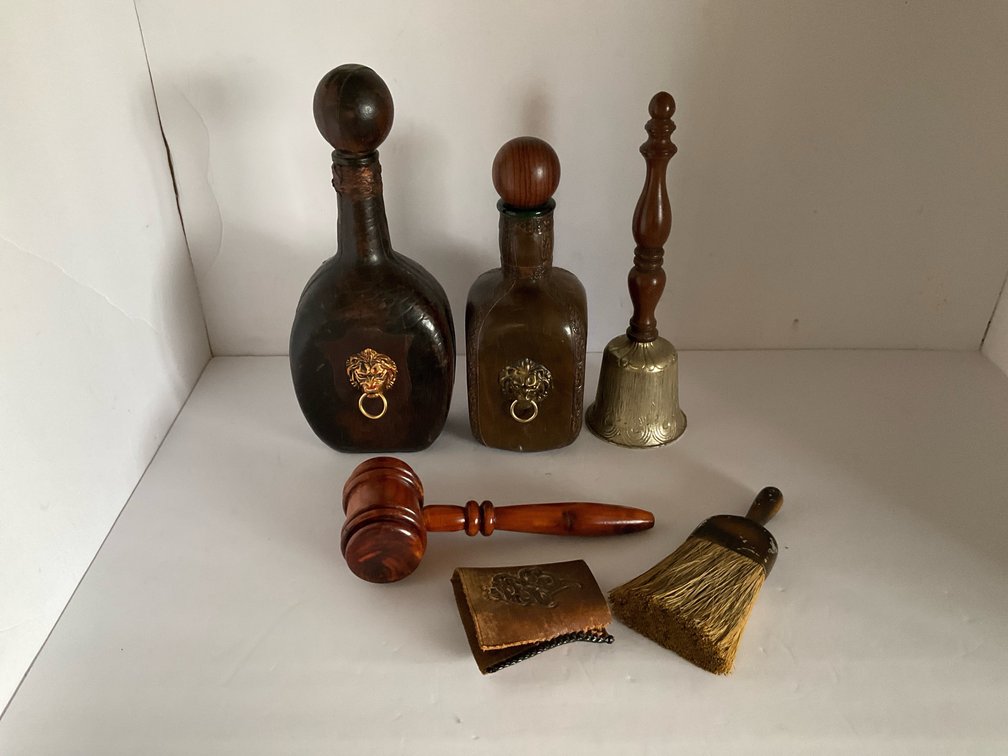 Leather wrapped bottles & assorted-Living room 