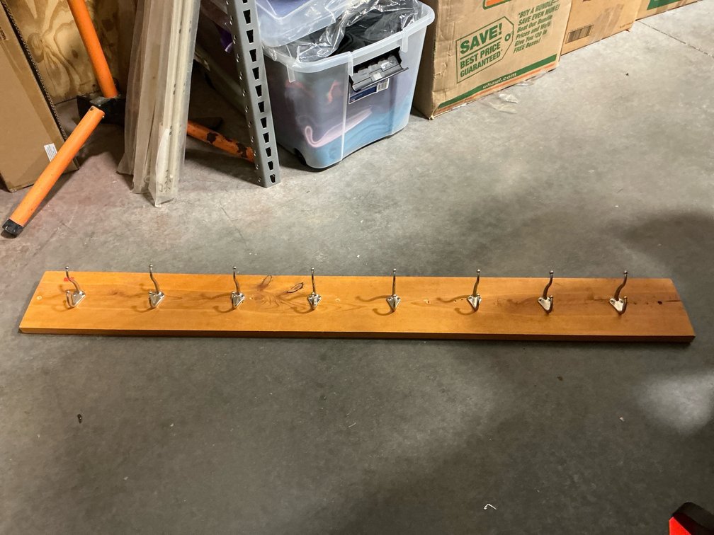Wall hooks on board 48 inches long