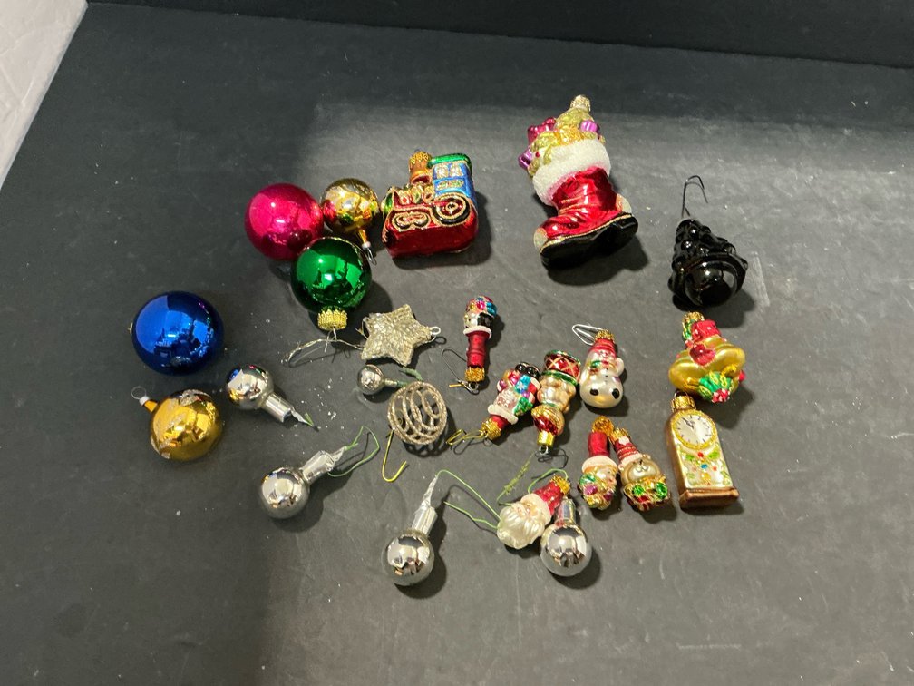Assorted glass ornaments