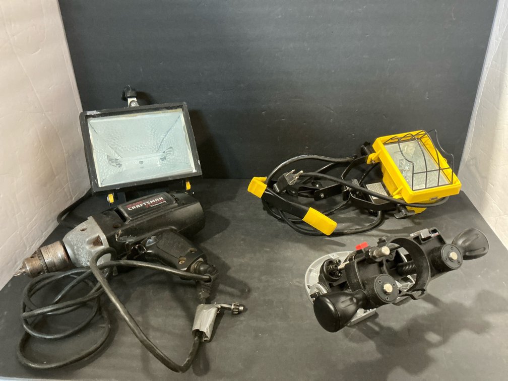 Electric drill & shop lights 