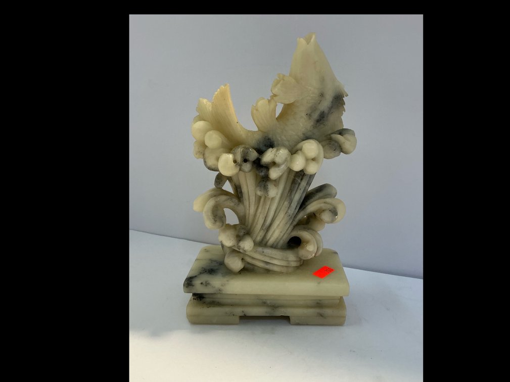 Soapstone carved Koi fish decorator 