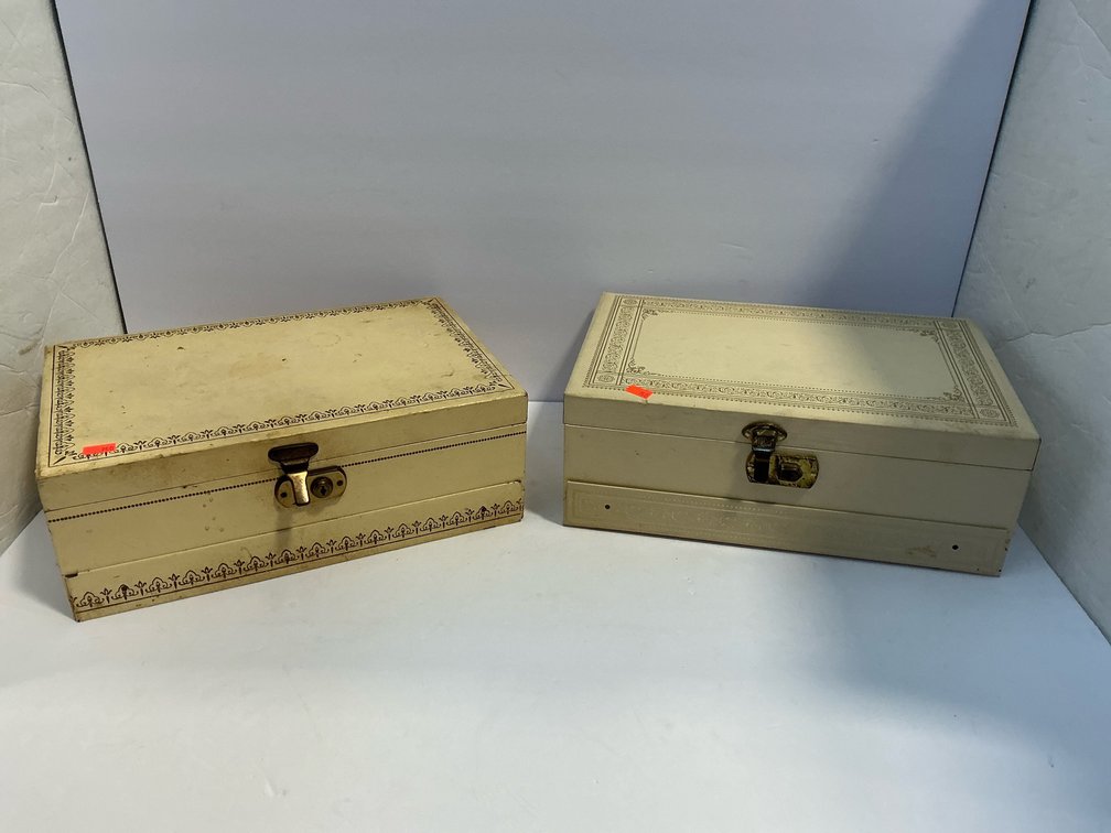 2 hinged jewelry boxes & assorted costume jewelry 