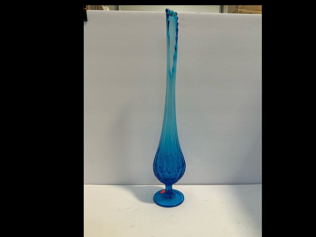 Tall glass vase 18” tall 