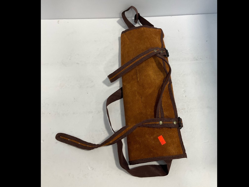 Set of leather knives with leather case 