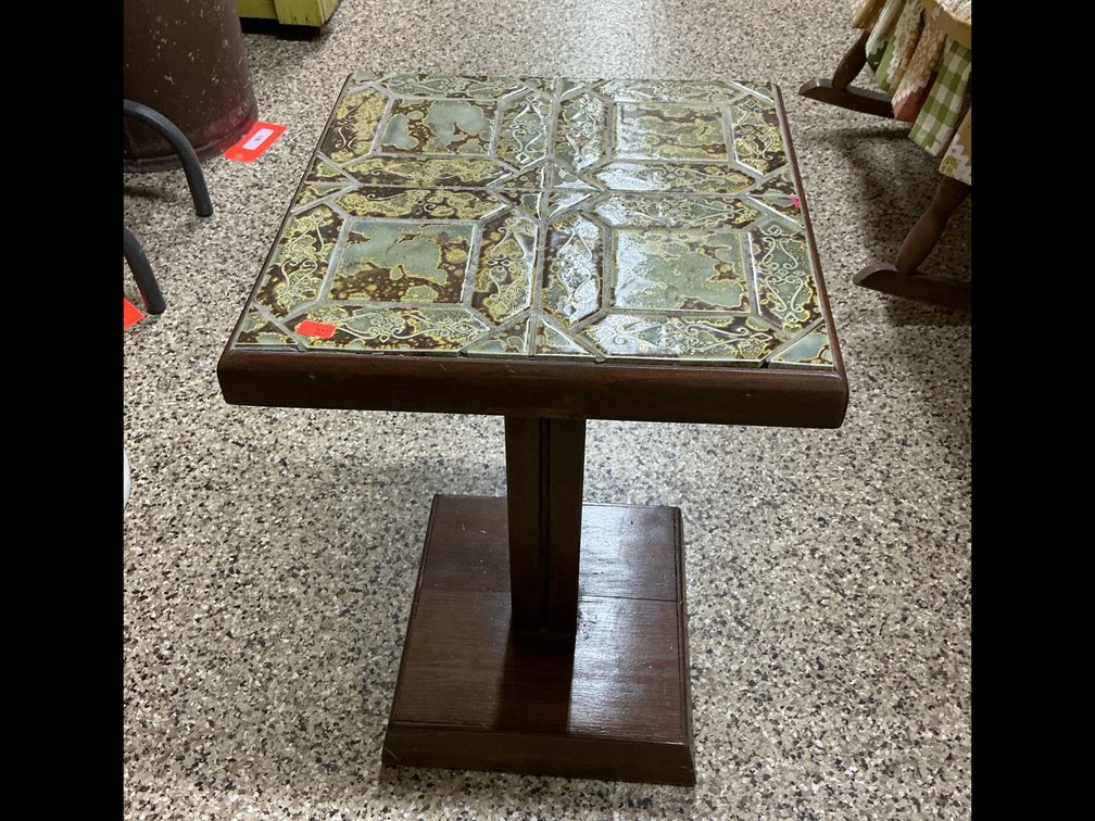 Small tile top side table 13x13x21”