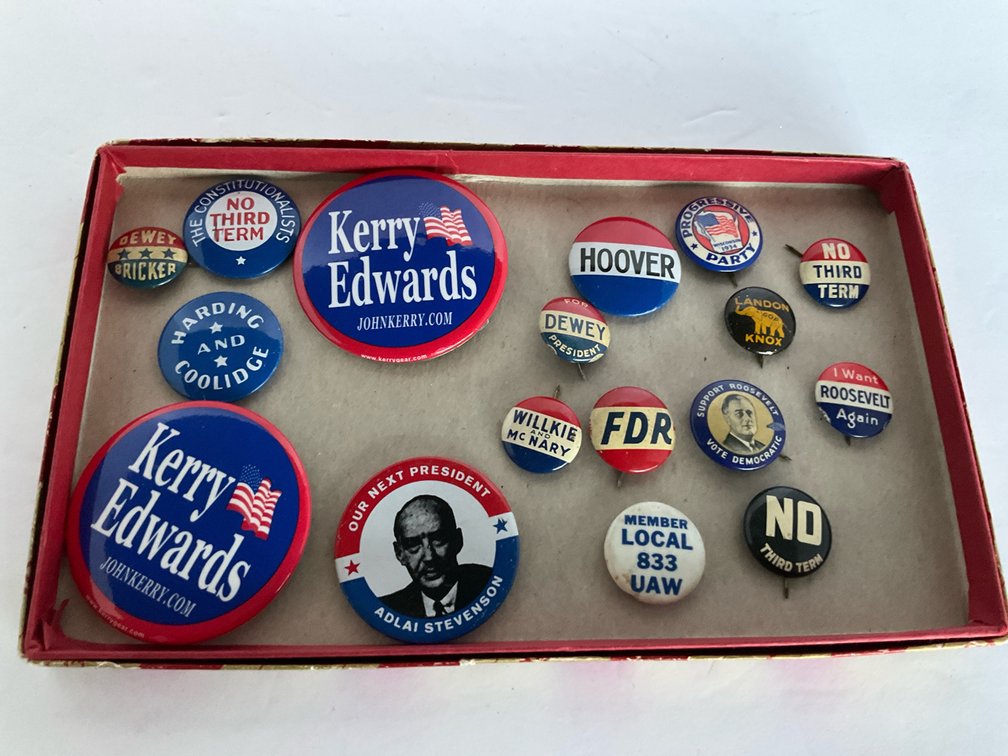 Political related buttons-Living room 