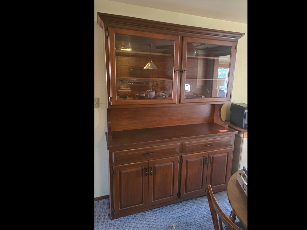 2 piece Cabinet with glass doors 62x18x81”-Kitchen 