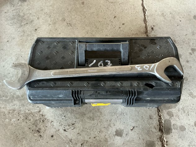 Assorted Large Combination & Open-End Wrenches with Plastic Tool Box