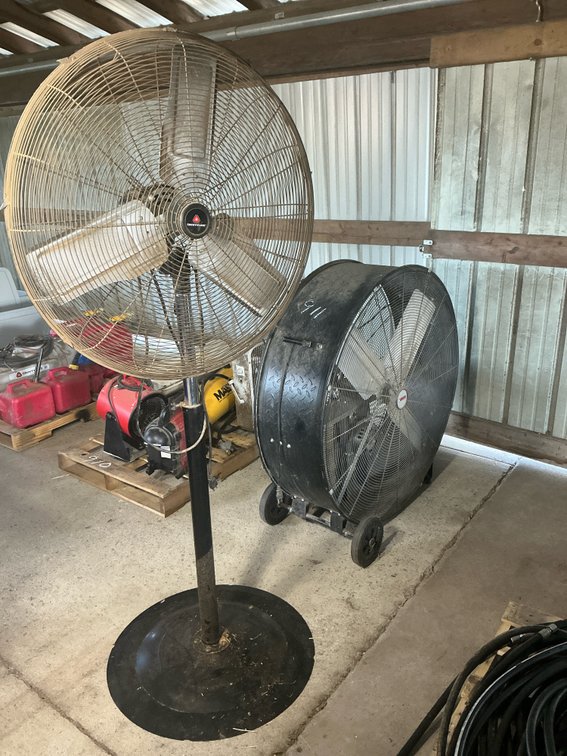 Industrial Drum Fan and 30" Industrial Pedestal Fan