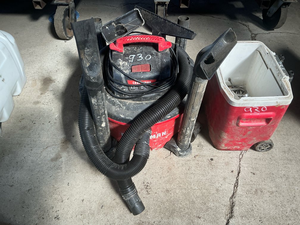 Wet/Dry Vacuum with Attachments, Wheeled Cooler, Combination Wrenches, and More