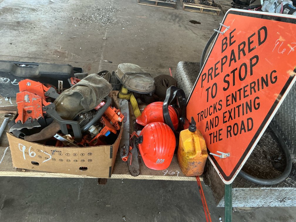 Chainsaw Parts, Forestry Safety Helmets, Guide Bar, Road Work Sign, and More