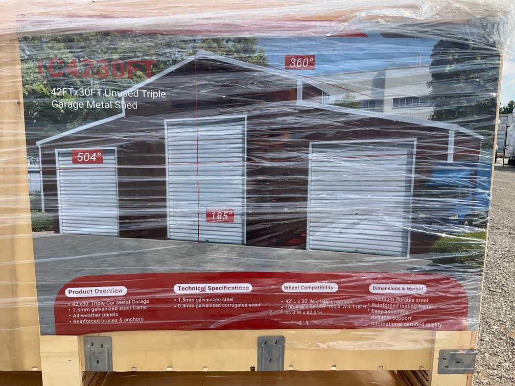 Unused SDLANCH TC4230FT Triple Garage Metal Shed - Middlefield, OH