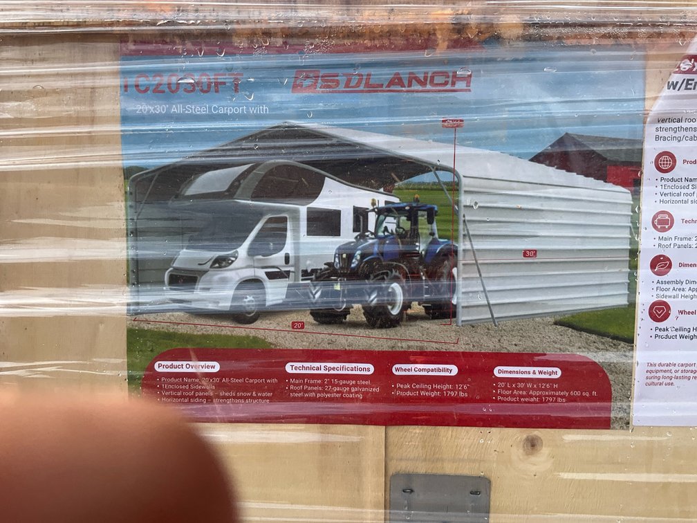 Unused SDLANCH TC2030FT 20'x30' All-Steel Carport - Middlefield, OH