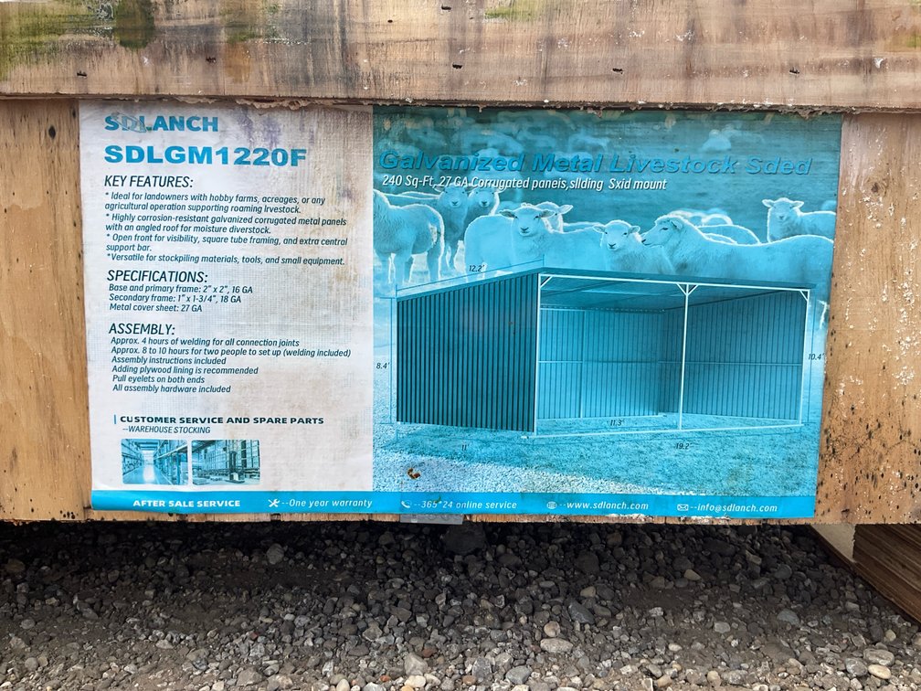 Unused SDLANCH SDLGM1220F Galvanized Metal Livestock Shed - Middlefield, OH