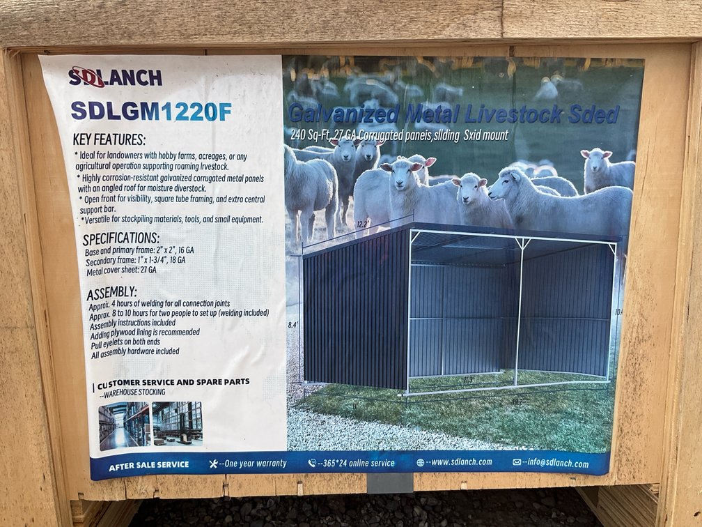 Unused SDLANCH SDLGM1220F Galvanized Metal Livestock Shed - Middlefield, OH
