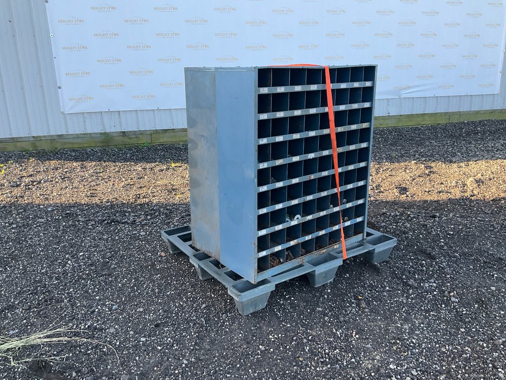 (2) Metal Bolt Bins with Bolts, Nuts, and More