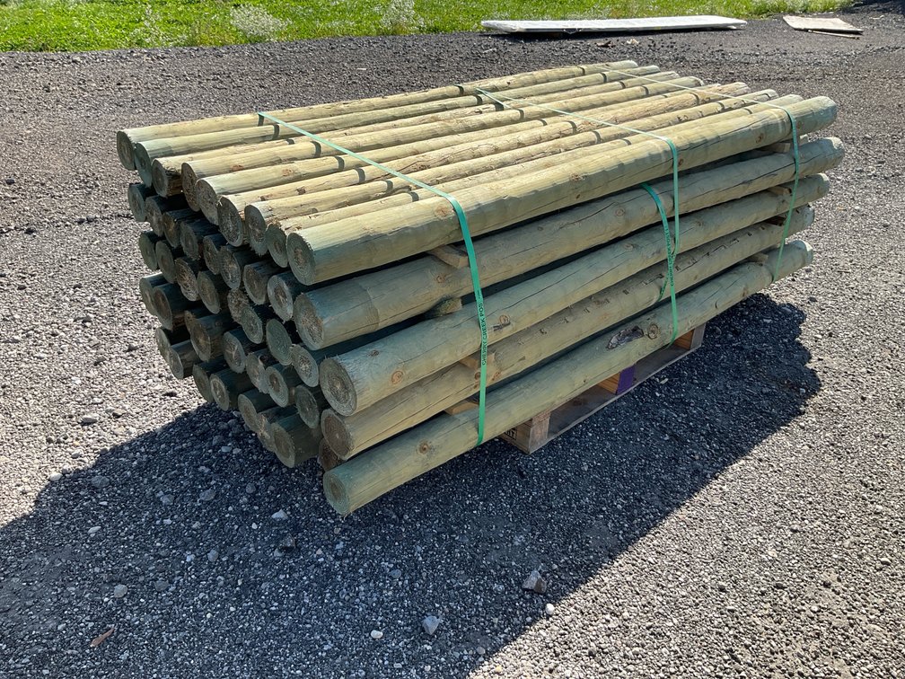 4" x 8' Round Treated Wood Fence Posts (Bundle of 45)