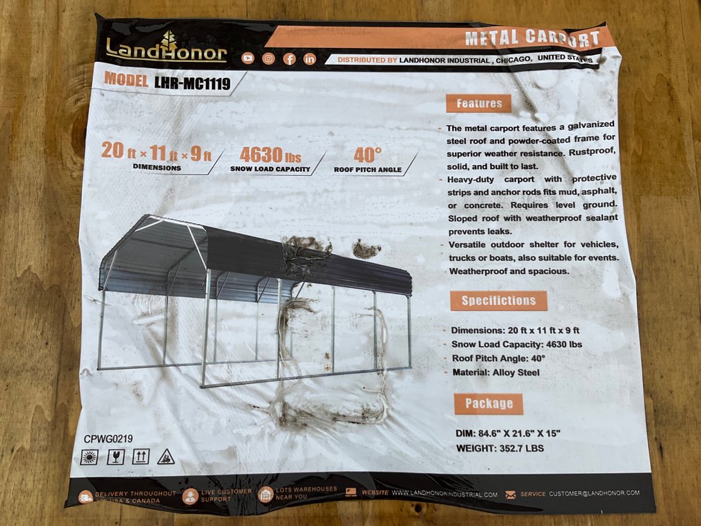 20 x 11 x 9 Ft Metal Carport - Middlebury, Indiana