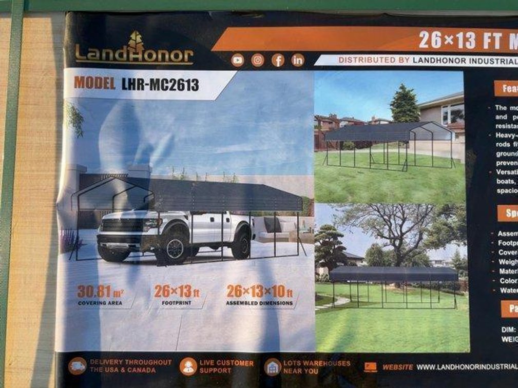 Unused Landhonor 26' x 13' Metal Carport - Middlebury, Indiana