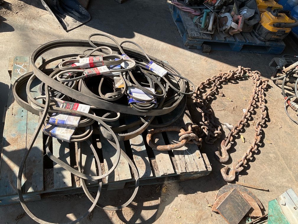 Drive Belts, Two-Leg Rigging Chain Sling with Hooks, and More