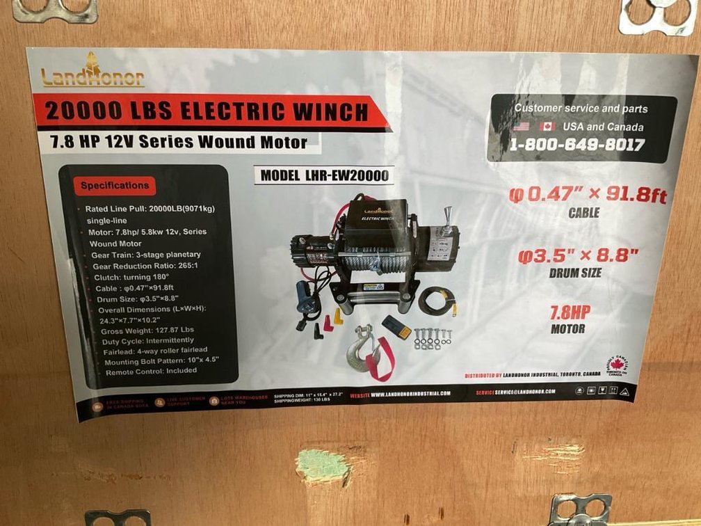 Unused LandHonor 20,000 lbs Electric Winch - Middlebury, Indiana