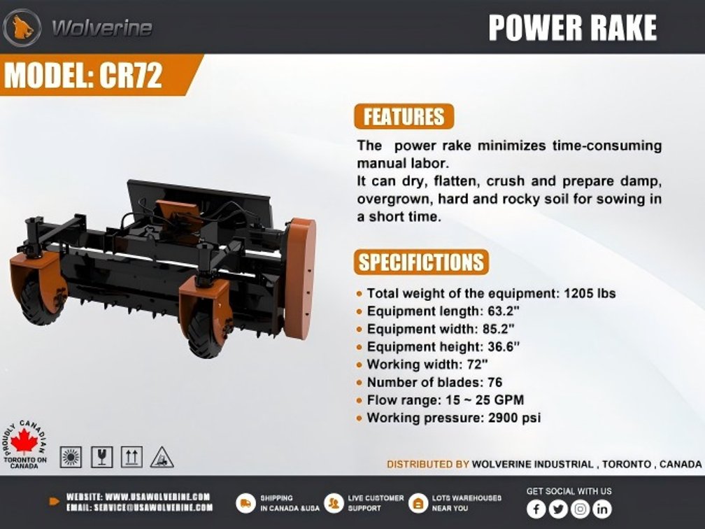 Unused Wolverine CR72 Power Rake - Middlebury, Indiana