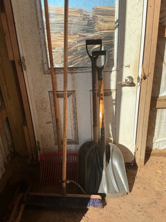 Push Broom, Manure Fork, Scoop Shovels