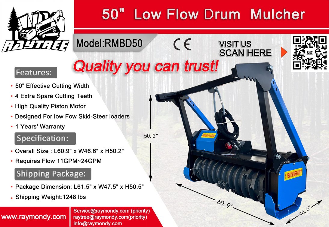 Unused 2025 Raytree 50" Low-Flow Drum Mulcher - Middlebury, Indiana