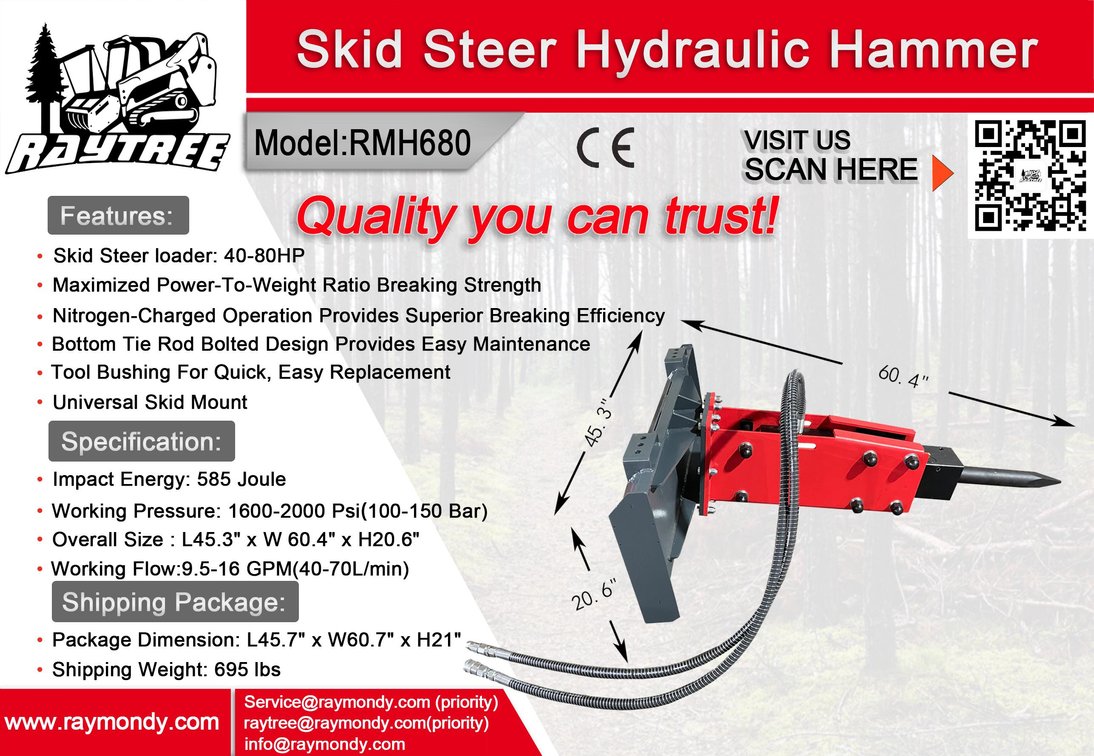 Unused 2025 Raytree Skid Steer Hydraulic Hammer - Middlebury, Indiana