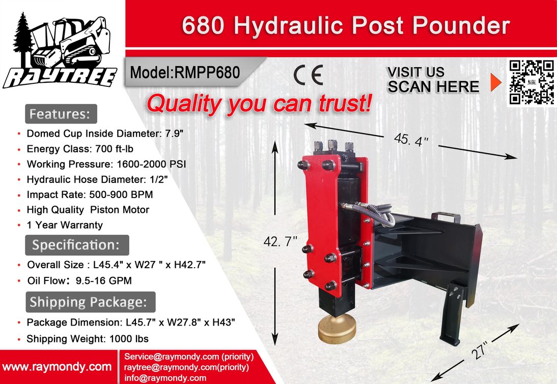 Unused 2025 Raytree 680 Hydraulic Post Pounder - Middlebury, Indiana