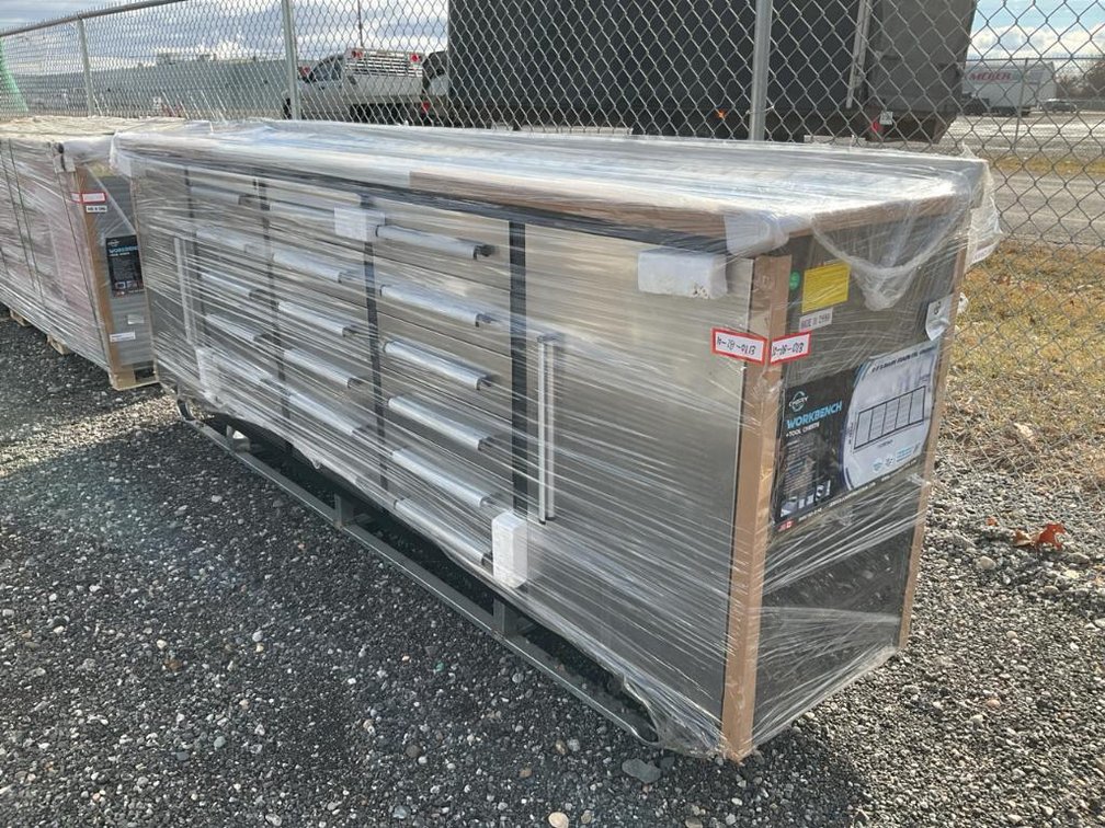 Unused Chery 10' Work Bench with 18 Drawers and 2 Cabinets - Middlebury, Indiana