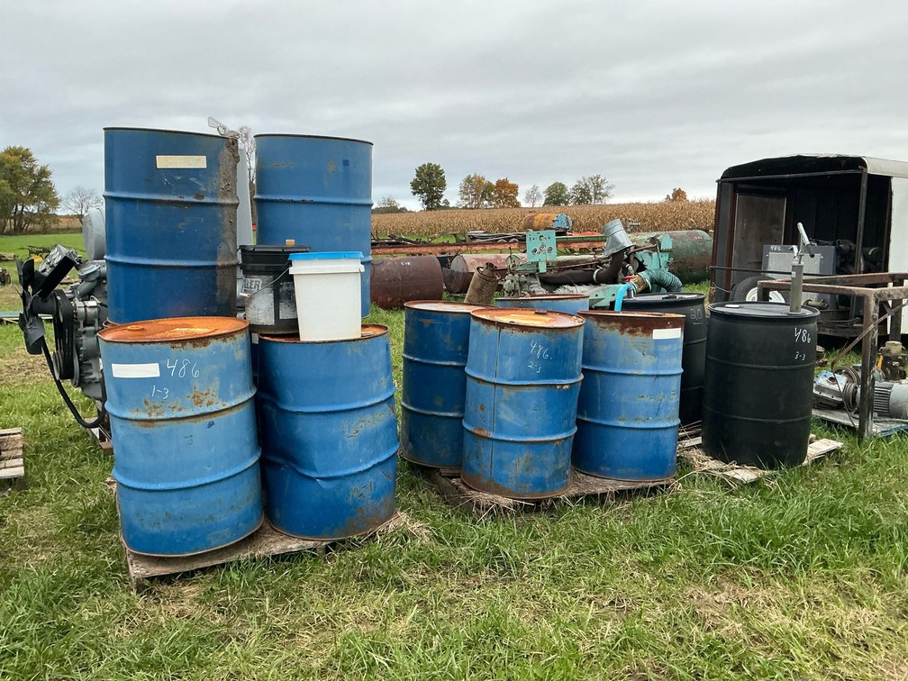 55-Gallon Steel and Plastic Drums with Manual Transfer Pumps