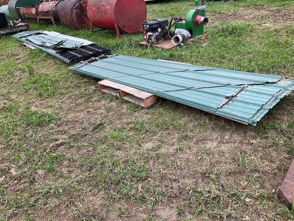 Green Corrugated Metal Roofing Panels and Ridge Caps