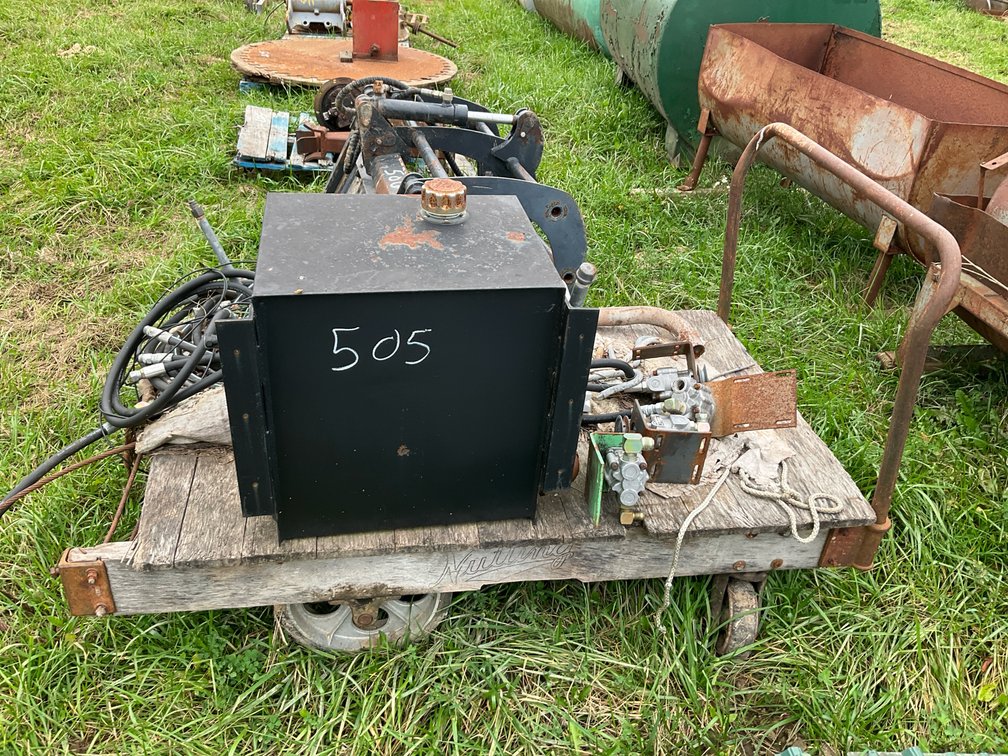 Hydraulic Reservoir Tank, Control Valves, Hoses, Motor, Platform Cart