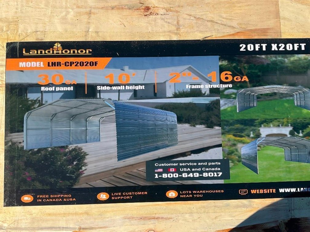 Unused Landhonor 20' x 20' Carport w/Enclosed Sidewalls - Middlefield, Ohio