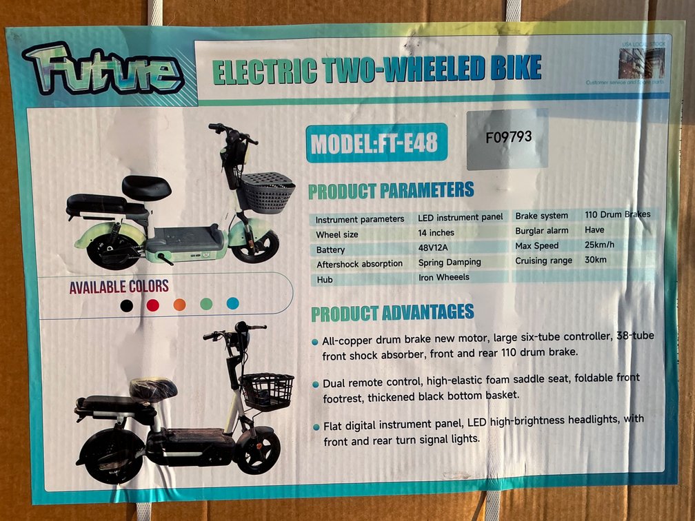 Unused Future FT-E48 Electric Two-Wheeled Bike - Middlefield, OH
