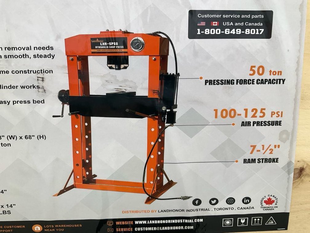 Unused Landhonor 50 Ton Shop Press