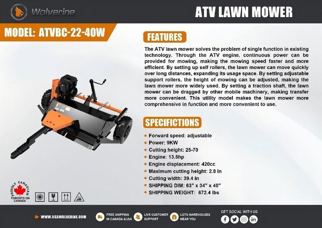 Unused Wolverine ATV Lawn Mower