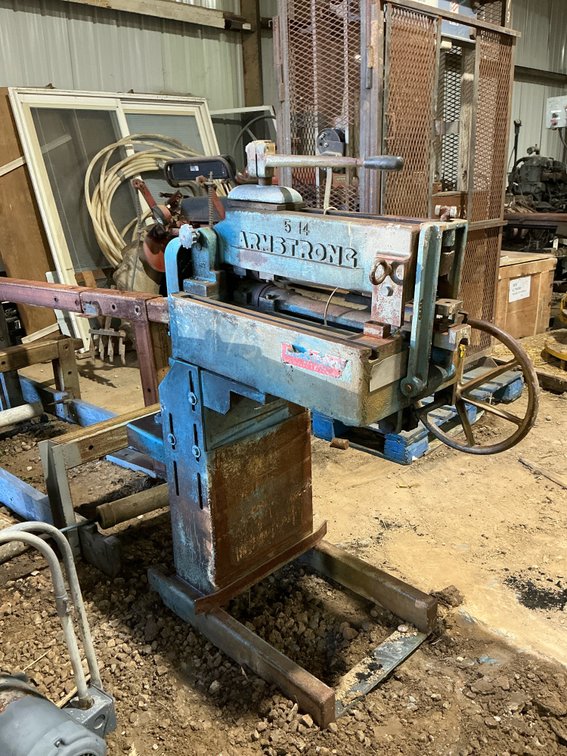 Armstrong # 5 Stretcher Roll Machine and Hammering Bench with Welding Clamp