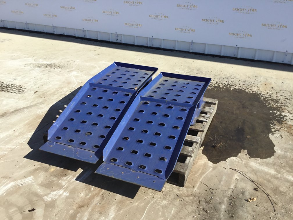 Pair of Blue Steel Vehicle Service Ramps