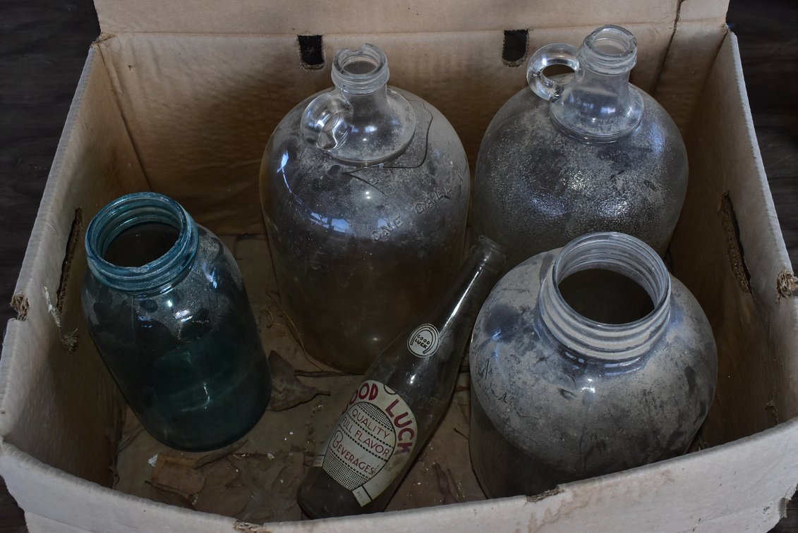 Glass Jugs, Jars, & Good Luck Bottle