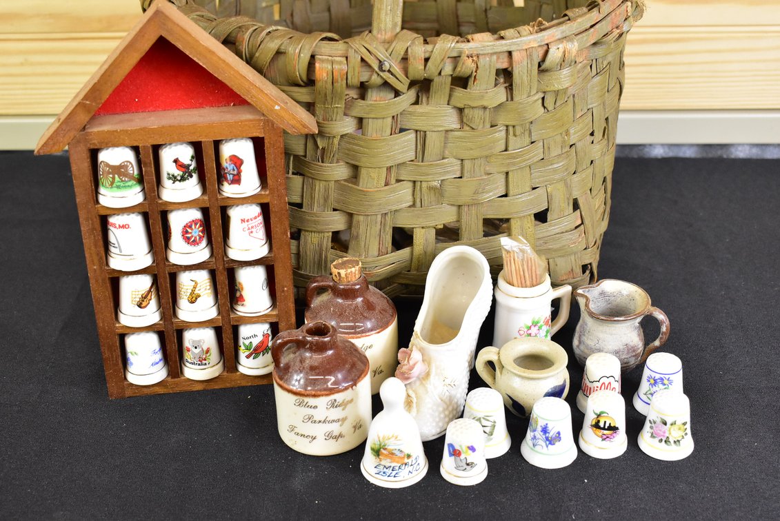 Assorted Thimbles, Figurines, Etc.