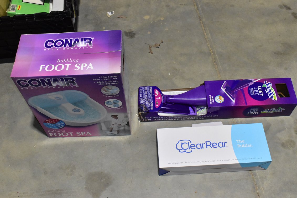 Swiffer Wet Jet, Conair Foot Spa, & ClearRear The Buttler Bidet