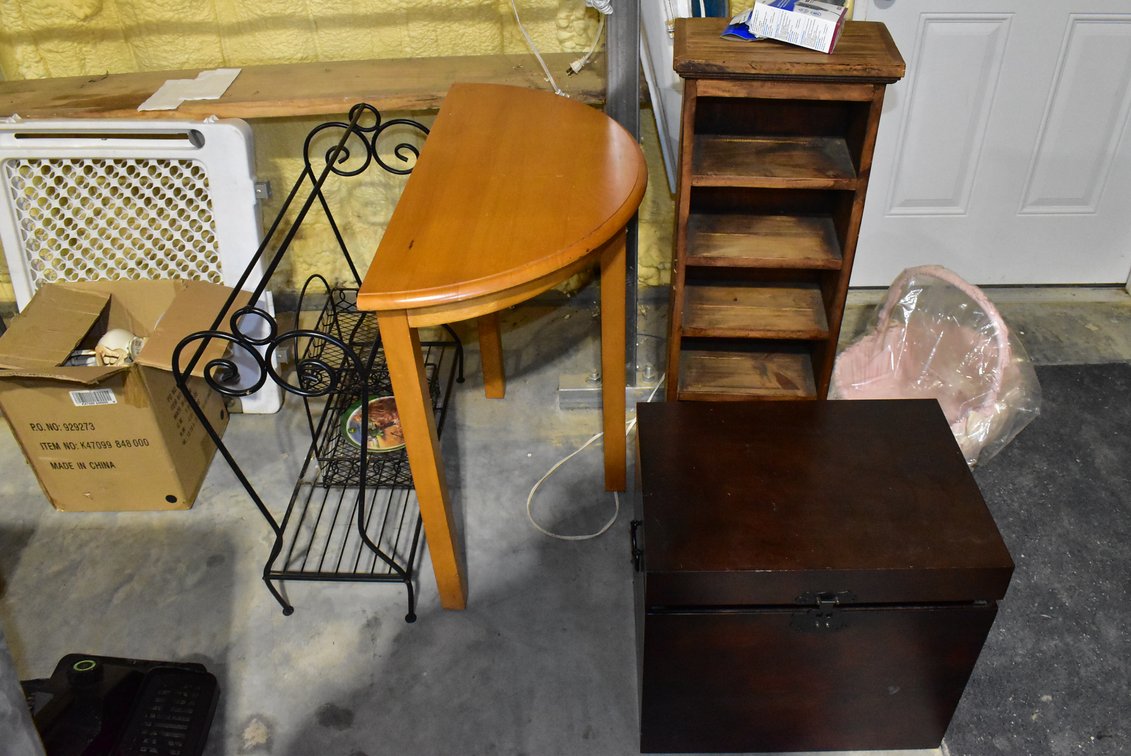 Quilt Rack, End Table, Bookcase, & Storage Box