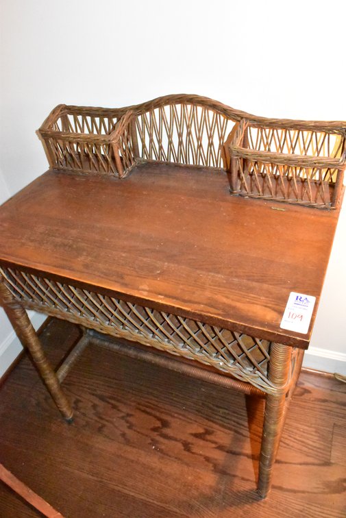 Vintage Wicker Accent Desk Table