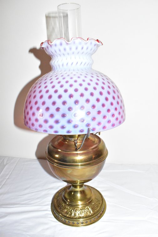 Fenton Cranberry Opalescent Hobnail Lamp