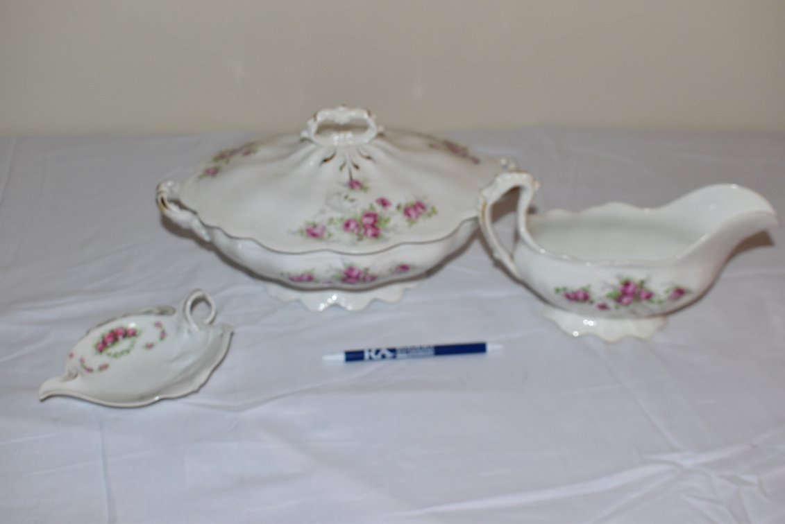 Antique Covered Vegetable Dish w/ Servers