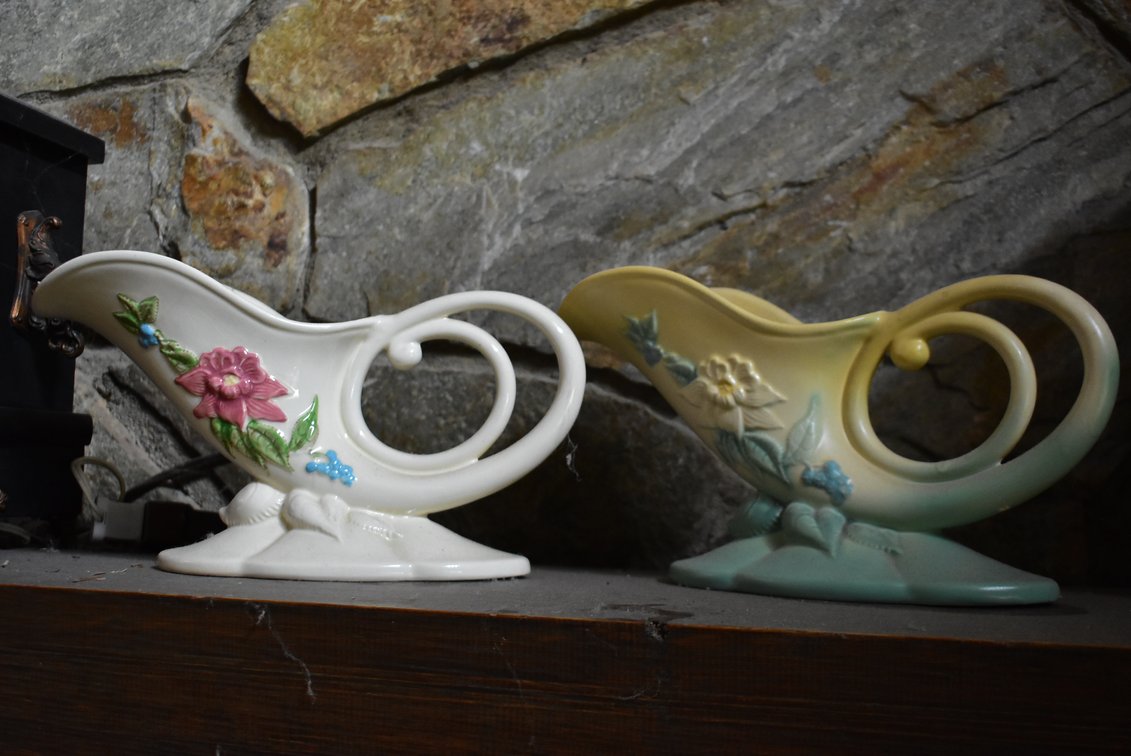 Vintage Hull Art Pottery Cornucopia Vases