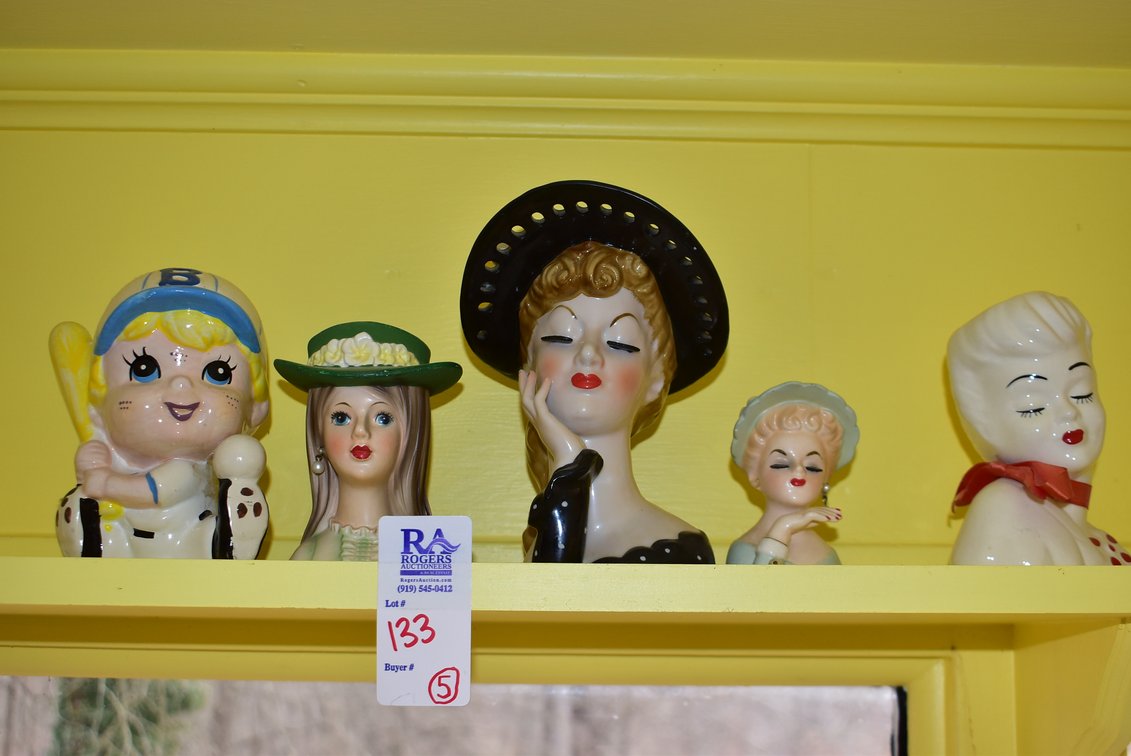 Vintage Ceramic Lady Head Vases